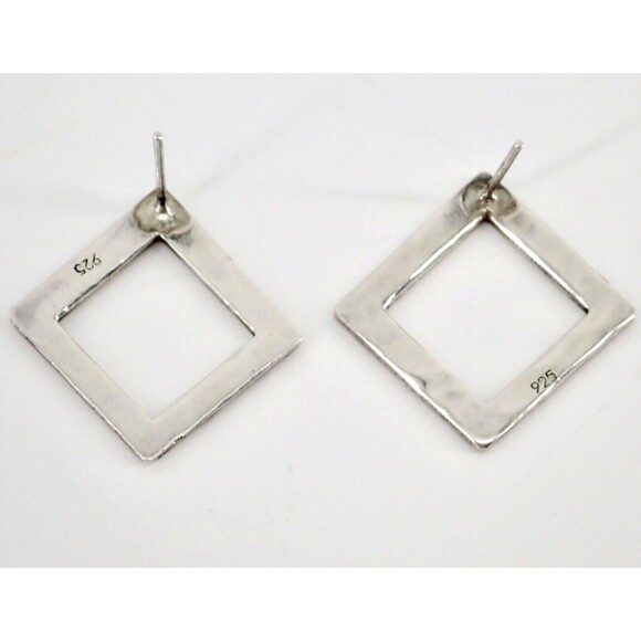 Hammered Sterling Silver .925 Square Post Stud Earrings 9.29 grams 1" x 1" - Picture 3 of 8